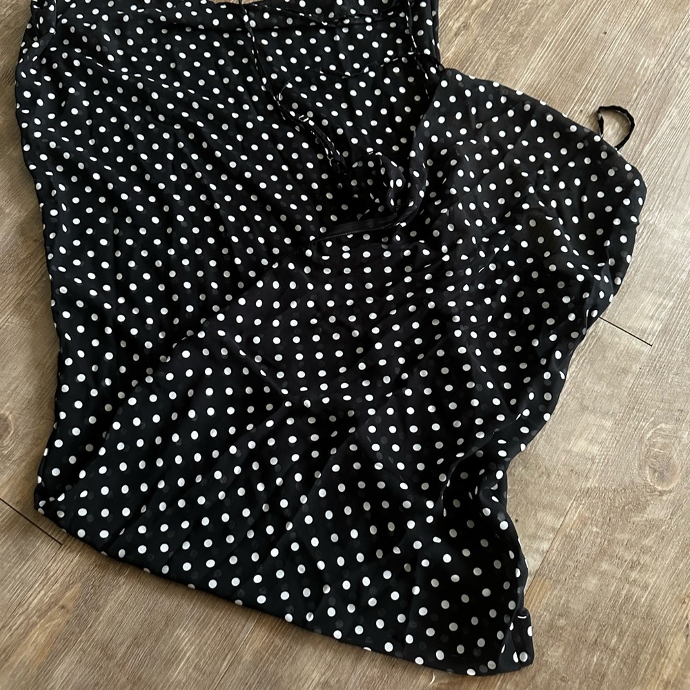 Never Worn! Black Polka Dot Sheer Sexy Beach Cover-Up with Zipper! (Size xs)
